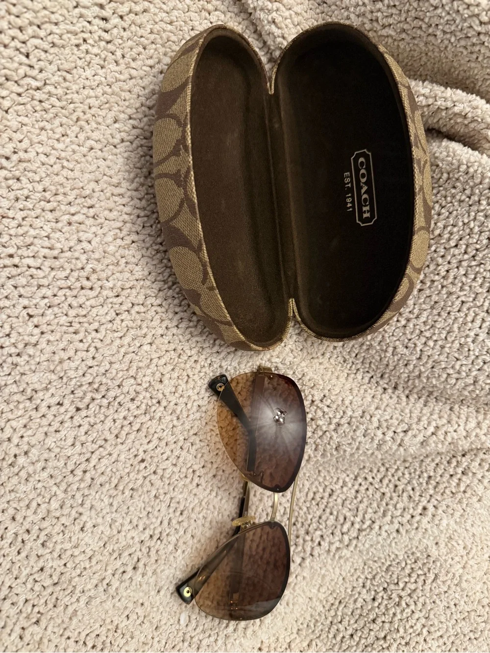 COACH Brown Gradient Aviator Sunglasses